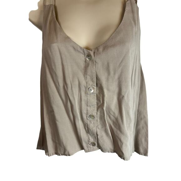 Tobi Tank Top Blouse Shirt Casual Comfy Basic Beige Taupe Buttons - Picture 4 of 9